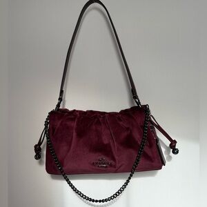 Limited-time offer NWT Coach Faye Shoulder Bag velvet Gunmetal/Burgundy CCE40
